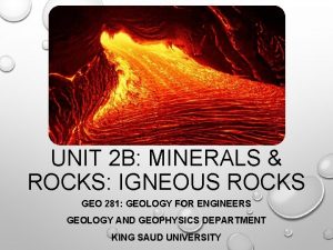 Characteristics of igneous rocks