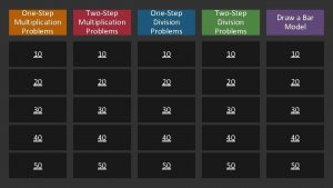 OneStep Multiplication Problems TwoStep Multiplication Problems OneStep Division