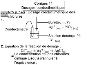 Corrigs 11 Dosages conductimtriques N 5 p 146
