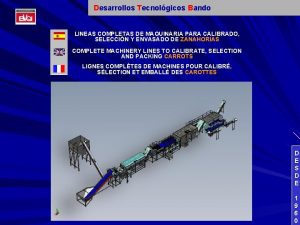 Desarrollos Tecnolgicos Bando LINEAS COMPLETAS DE MAQUINARIA PARA