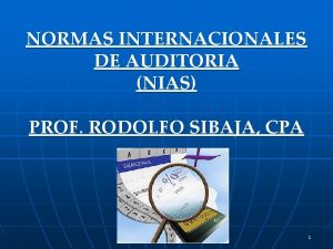 NORMAS INTERNACIONALES DE AUDITORIA NIAS PROF RODOLFO SIBAJA