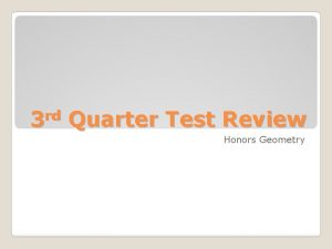 3 rd Quarter Test Review Honors Geometry Optional