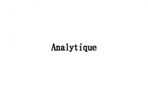 Analytique architecture