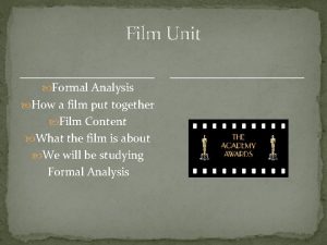 Formal elements of film