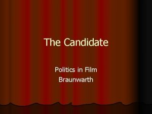 The Candidate Politics in Film Braunwarth The Candidate