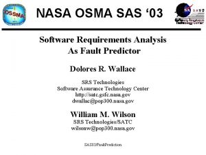 NASA OSMA SAS 03 Software Requirements Analysis As