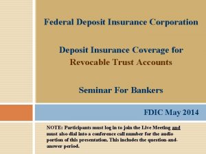 Federal Deposit Insurance Corporation Deposit Insurance Coverage for