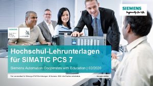 HochschulLehrunterlagen fr SIMATIC PCS 7 Siemens Automation Cooperates