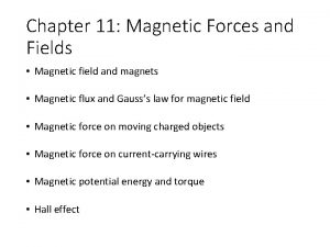 Chapter 11 Magnetic Forces and Fields Magnetic field