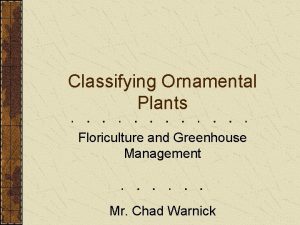 Classifying Ornamental Plants Floriculture and Greenhouse Management Mr