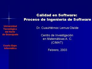 Calidad en Software Proceso de Ingeniera de Software