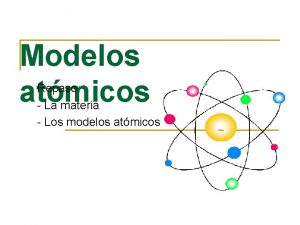 Modelos atmicos Repaso La materia Los modelos atmicos