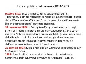 La crisi politica dellinverno 1802 1803 ottobre 1802