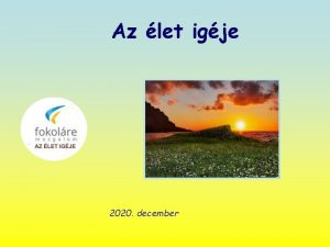 Az let igje 2020 december Vilgossgom s dvssgem