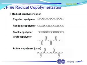 Spring 2007 Free Radical Copolymerization Radical copolymerization Regular