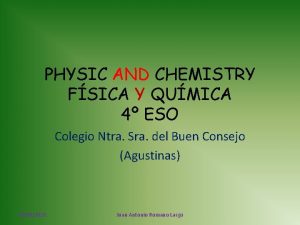 PHYSIC AND CHEMISTRY FSICA Y QUMICA 4 ESO