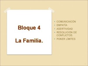 Bloque 4 La Familia COMUNICAICN EMPATA ASERTIVIDAD RESOLUCIN