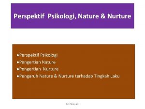 Nature dan nurture dalam psikologi