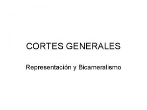 CORTES GENERALES Representacin y Bicameralismo REPRESENTACIN Concepto de