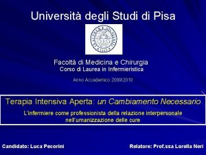 Universit degli Studi di Pisa Facolt di Medicina