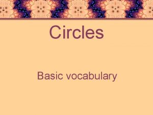 Circles Basic vocabulary History of the Circle The