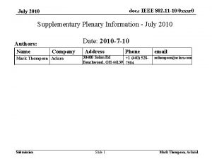 doc IEEE 802 11 100 xxxr 0 July