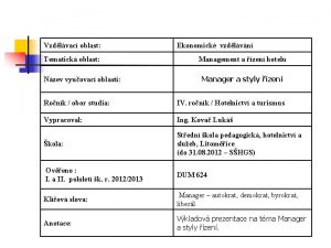 Vzdlvac oblast Tematick oblast Nzev vyuovac oblasti Ekonomick