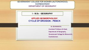 GOVERNMENT COLLEGE FOR WOMEN AUTONOMOUS KUMBAKONAM DEPARTMENT OF