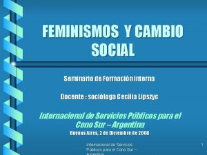 FEMINISMOS Y CAMBIO SOCIAL Seminario de Formacin interna