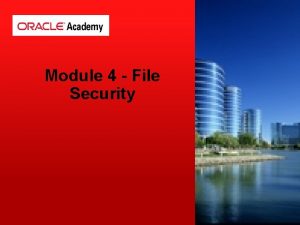 Module 4 File Security File Security Security Overview