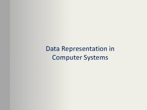 Data Representation in Computer Systems Lecture Overview Positional