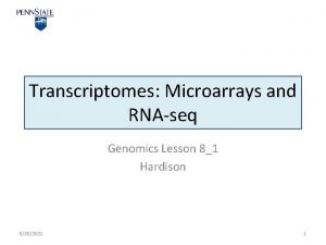 Transcriptomes Microarrays and RNAseq Genomics Lesson 81 Hardison