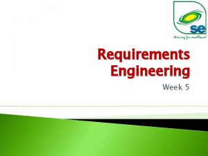 Requirements Engineering Week 5 Requirement Modeling Analysis Requirement