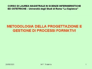 CORSO DI LAUREA MAGISTRALE IN SCIENZE INFERMIERISTICHE ED