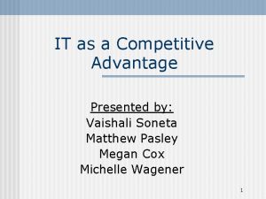 IT as a Competitive Advantage Presented by Vaishali