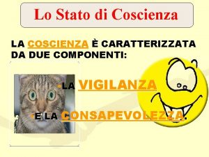 Lo Stato di Coscienza LA COSCIENZA CARATTERIZZATA DA