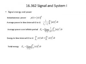 Signal and system Signal and system