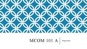 MCOM 101 A Winter 2015 TYPES OF COMMUNICATION