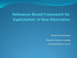 RelevanceBased Framework for Explicitation A New Alternative Elisabet