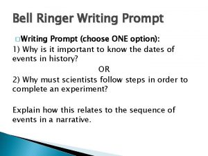 Bell Ringer Writing Prompt Writing Prompt choose ONE