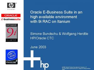 Oracle EBusiness Suite in an high available environment