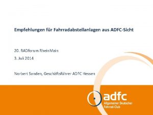 Adfc fahrradabstellanlagen