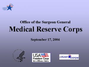 Office of the Surgeon General Medical Reserve Corps
