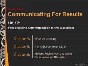 Eleventh Edition Communicating For Results Unit 2 Personalizing