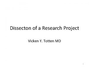 Dissecton of a Research Project Vicken Y Totten