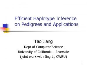 Efficient Haplotype Inference on Pedigrees and Applications Tao