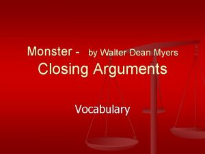 Monster walter dean myers vocabulary