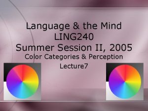 Language the Mind LING 240 Summer Session II