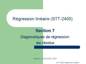 Rgression linaire STT2400 Section 7 Diagnostiques de rgression