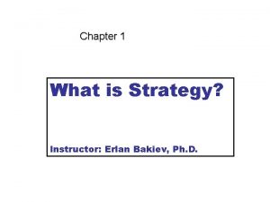 Chapter 1 What is Strategy Instructor Erlan Bakiev